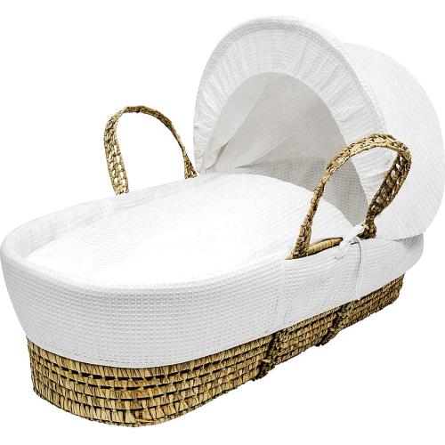 Kinder Valley White Waffle Palm Moses Basket and Opal Folding Stand