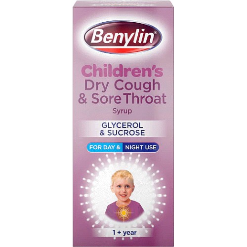 Benylin Childrens Dry Cough and Sore Throat Syrup Blackcurrant (125ml ...