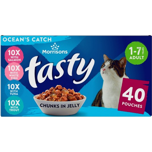 Morrisons Adult Cat Tasty Chunks In Jelly Ocean s Catch 40 x 100g Compare Prices Where To Buy Trolley