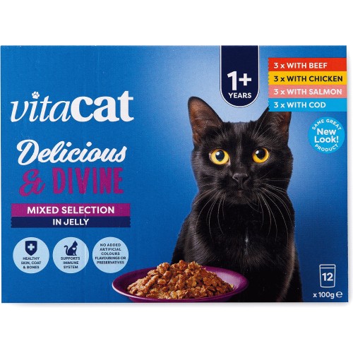 Vitacat Select With Cod In Jelly 12 x 100g Compare Prices