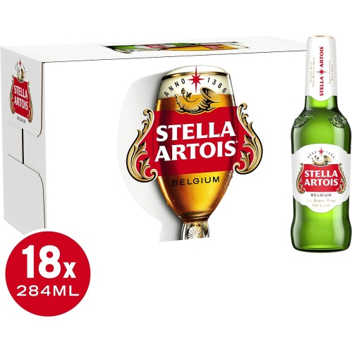 Stella Artois Belgium Premium Lager 18x284 Beer Bottles (18 x 284ml ...