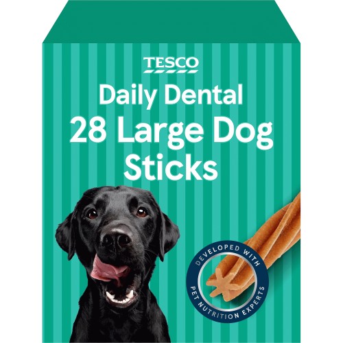 Tesco Daily Dental 28 Large Dog Sticks (4 x 270g) Compare Prices