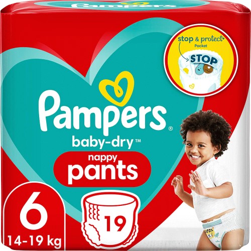 Pampers Baby-Dry Pants Size 6 Carry Pack 19 Nappies : : Baby