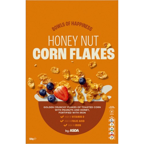 Tesco Honey Nut Corn Flakes Cereal 500G