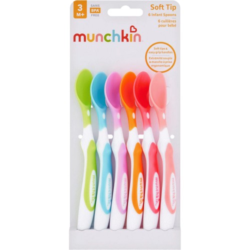 Munchkin Soft Tip Infant Spoon set, Multi color, 6 pack - Assorted