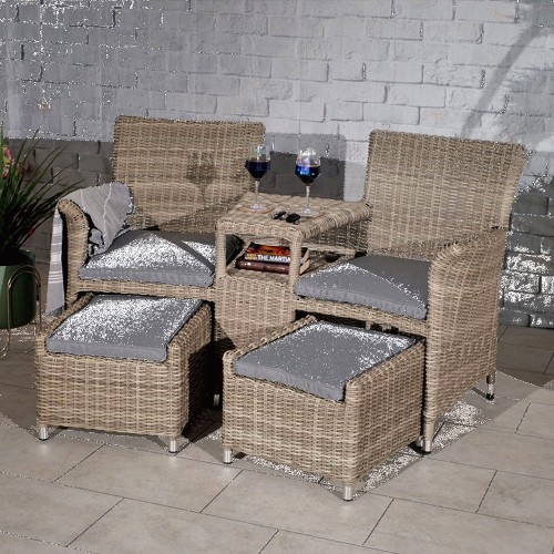 Rattan companion set with footstools sale