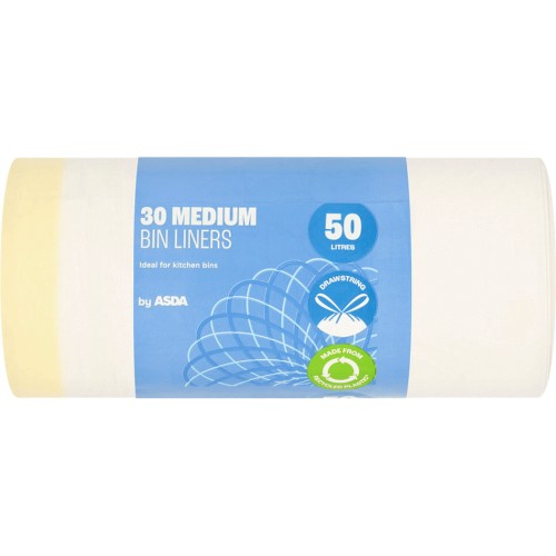 ASDA 30 Medium Drawstring Bin Liners (Swing) (30 x 50l) Compare