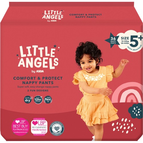 LITTLE ANGELS by ASDA Comfort & Protect Size 5+ 36 Nappy Pants - Compare  Prices & Where To Buy 