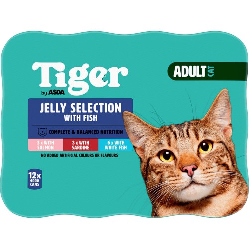 Tiger by ASDA Adult Cat Food Jelly Selection Meaty Fish Pouches