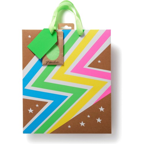 Paperchase Christmas Lightning Bolt Large Gift Bag Neon Brights Compare Prices Where To Buy Trolley