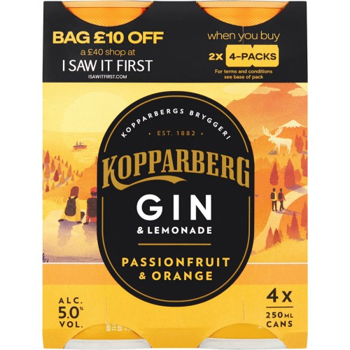 Kopparberg Gin Lemonade Passionfruit Orange 4x250 4 Compare Prices Where To Buy