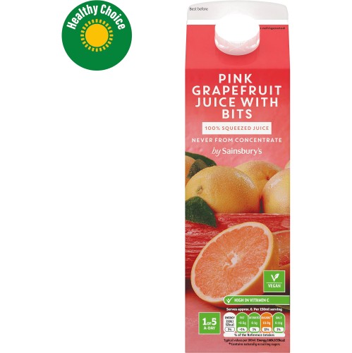 Sainsbury s 100 Pure Squeezed Pink Grapefruit Juice Not From Concentrate 1 Litre Compare Prices Where To Buy Trolley