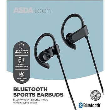 ASDA Tech Sports Bluetooth Headphones Black Compare Prices