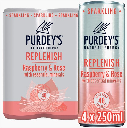 Purdey's Natural Energy Rejuvenate Grape & Apple with Ginseng, 4 x 250ml
