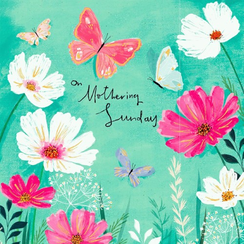 Sainsburys Mothering Sunday Mothers Day Card With Flowers And Butterflies Greeting Card