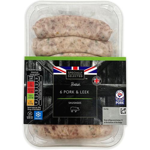 Specially Selected 6 British Pork And Leek Sausages 400g Compare Prices And Where To Buy 9536