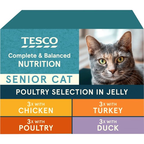 Tesco Senior Cat Food Poultry Selection In Jelly 12 x 100g Compare Prices Where To Buy Trolley