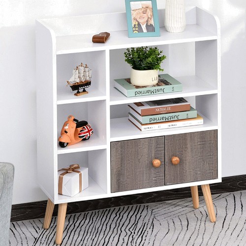 Homcom Door Multi Shelf Compact Bookcase Compare Prices Where To Buy Trolley Co Uk