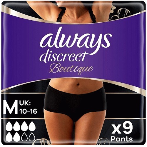 Always Discreet Boutique Incontinence Pants Low-Rise Black (8