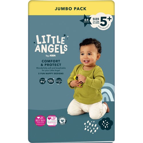 LITTLE ANGELS by ASDA Size 6 Comfort & Protect Jumbo Pack 54 Nappies (54) -  Compare Prices & Where To Buy 