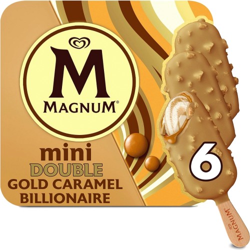 Magnum Mini Double Gold Caramel Billionaire Ice Cream Lollies (6 x 55ml ...