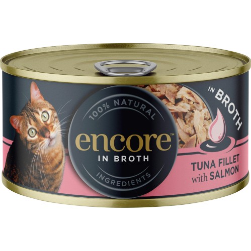 Encore Natural Wet Cat Food Tuna Fillet with Salmon in Broth Tin 70g Compare Prices Where To Buy Trolley